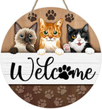 Deroro Welcome Cats Front Door Sign, Paw Prints Wood Door Hanger Outdoor by DERORO