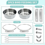 2 Pcs Bird Feeder Bowls with 3 Pcs Food Holder - Image 3