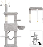 Cat Tree, Cat Condo with Cat Scratching Post and Board, Cat Hammock, Light Gray - Image 7