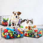 Mimorou 3 Pack Metal Dog Toy Baskets Multi-sized Foldable Dog Toy Bins Box - Image 6