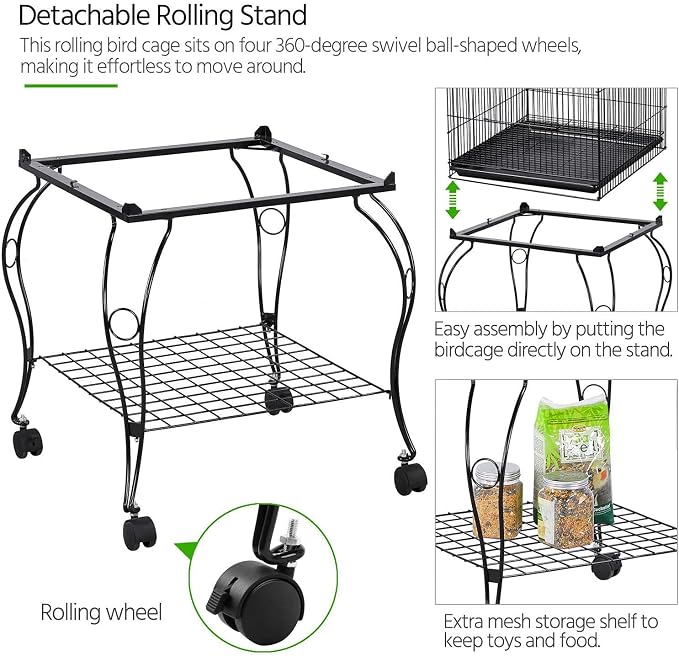 Yaheetech 59-Inch Rolling Standing Medium Dome Open Top Bird Cage - Image 6