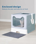 Cat Litter Box with Litter Mat and Scoop, Large Covered Litter Box with Lid - Image 7