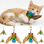 6 PCS Insect Bees, Feather Cat Toys, Kitty Wand Toy Refill, Cat Toy Wand by miwooim