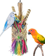 Bissap Bird Chew Toys, Parrot Foraging Shredder Natural Palm Frond Woven Bag by Bissap
