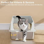TENTIZON 2 Pack Large Stainless Steel Cat Litter Boxes, Open Top Metal Kitty - Image 6