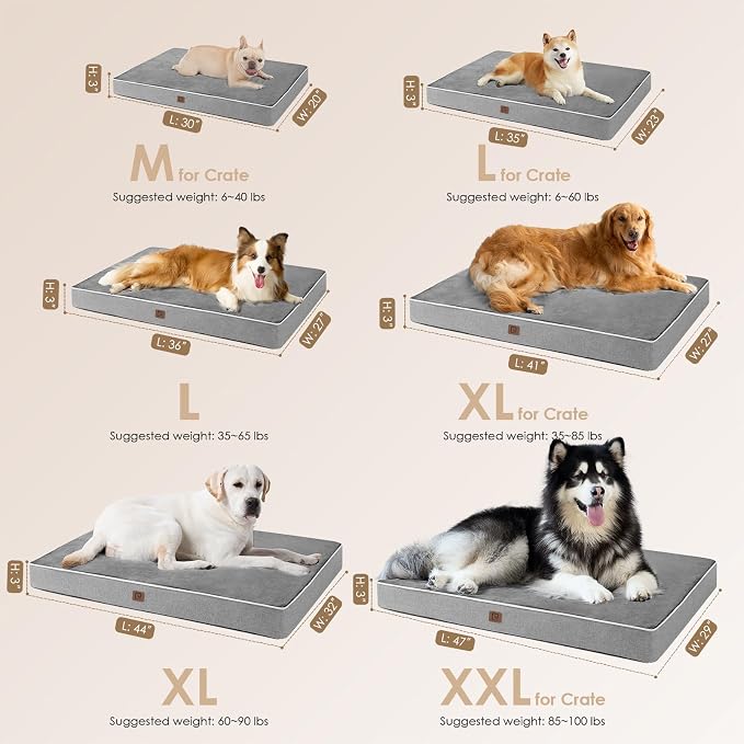 EHEYCIGA Waterproof Dog Bed Orthopedic 41"x27", Memory Foam Pet Bed - Image 3