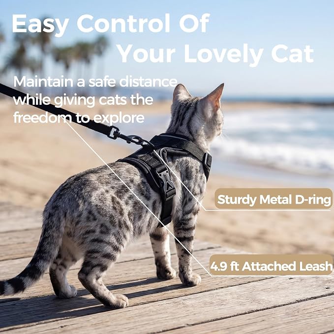 Cat Harness and Leash Set Escape Proof Tactical Large Kitten Harness Emotional - Image 5