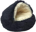 ShinHye Cat Bed Round Plush Fluffy Hooded Cat Bed Cave, Cozy by ShinHye