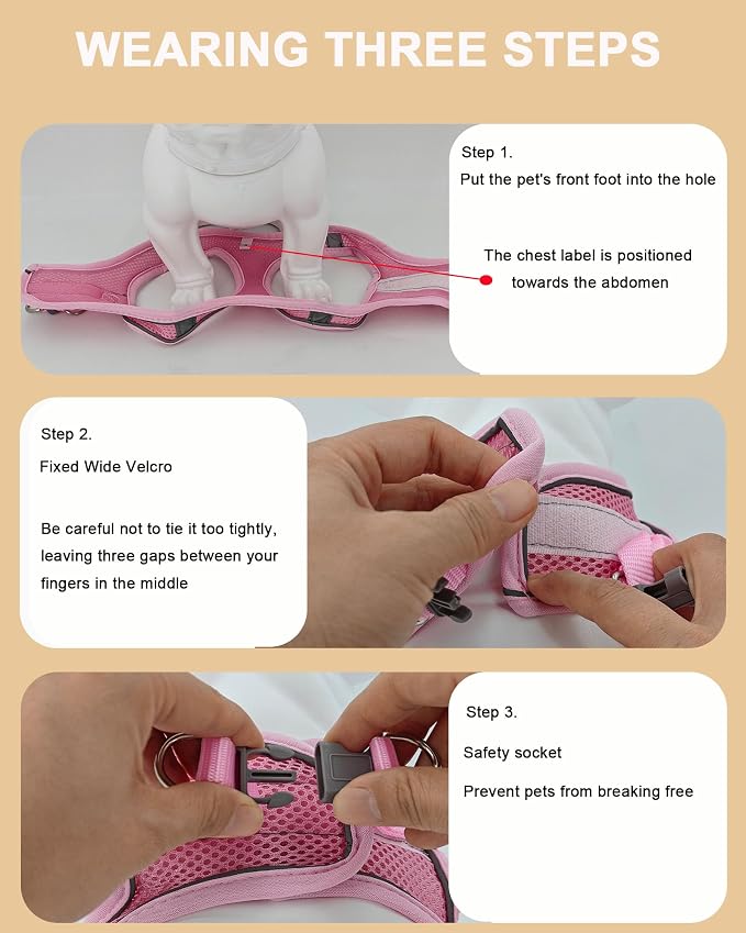 L Red Soft Mesh Dog Harness and Leash Set, No Escape Puppy Harnesses - Image 5