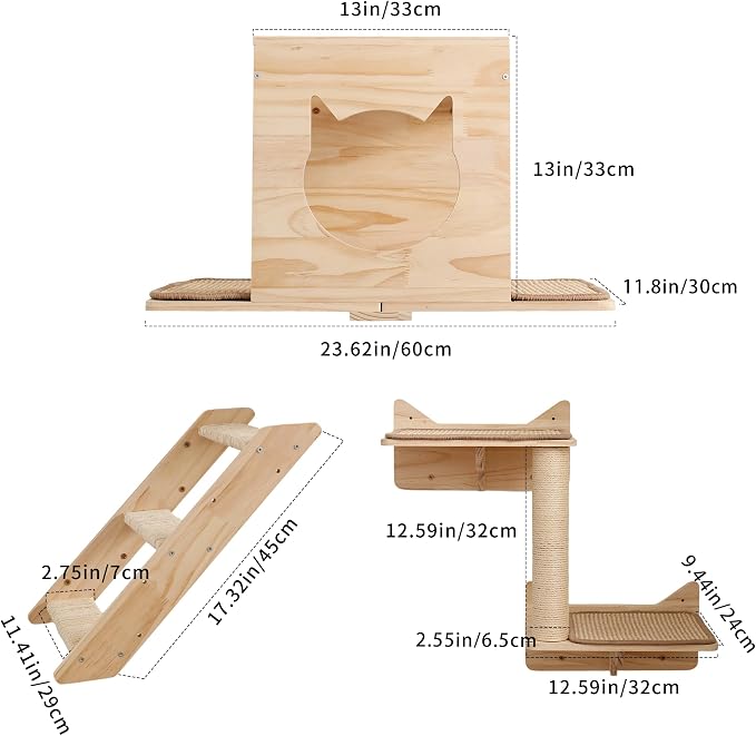 Cat Wall Shelves Set – Wall Mounted Cat Furniture - Image 2