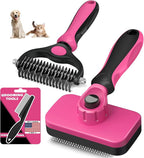3PCS Self Cleaning Slicker Brush & Pet Grooming Rake & Flea Comb by Augwind