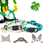 Elegant little tail St Patrick's 2 Pack Cat Collar- Trefoil Print Cotton - Image 4