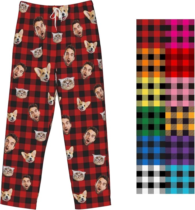 Custom Pajamas Pants Plaid Personalized Funny PJ Pant Design by YourCustomGiftsChoice