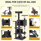 54-inch Cat Tree with Sisal-Covered Scratching Posts, Sturdy Standing Cat Tower - Image 6