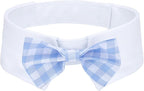 Segarty Dog Bow Tie for Neck Girth 16.5-21.2in, Adjustable Light Blue Plaid by Segarty
