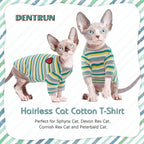 DENTRUN Hairless Cats Shirt Breathable Cat Daily Wear Clothes Stripe Vest - Image 6