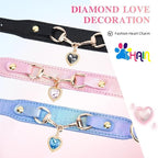 THAIN Fashion Dog Collar with Bling Diamonds & Heart Charm – 5 Holes Adjustable - Image 3