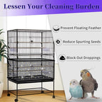 Daoeny Large Bird Cage Cover, Bird Cage Seed Catcher, Adjustable Soft Nylon - Image 2