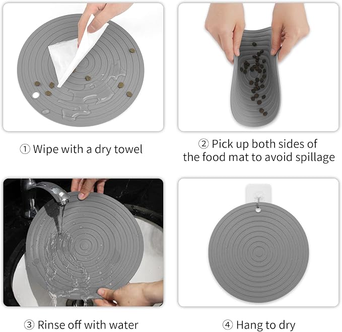 Ptlom Pet Food Mat for Dog and Cat Placemat 2 Pcs, Mat for Prevent Food and - Image 7