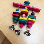 Hypeety Parrot Hanging Swing Bells Chew Toy Colorful Hanging Wood Block Natural - Image 7