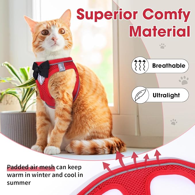 Cat Vest Harness and Leash Set for Walking Escape Proof, Adjustable Kitten - Image 4