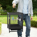Bird Travel Carrier Cage, 19Inch Wrought Iron Small Bird Cage - Image 7