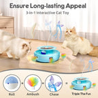 ORSDA Cat Toy, 3-in-1 Automatic Interactive Electronic Moving Ambush Feather - Image 2