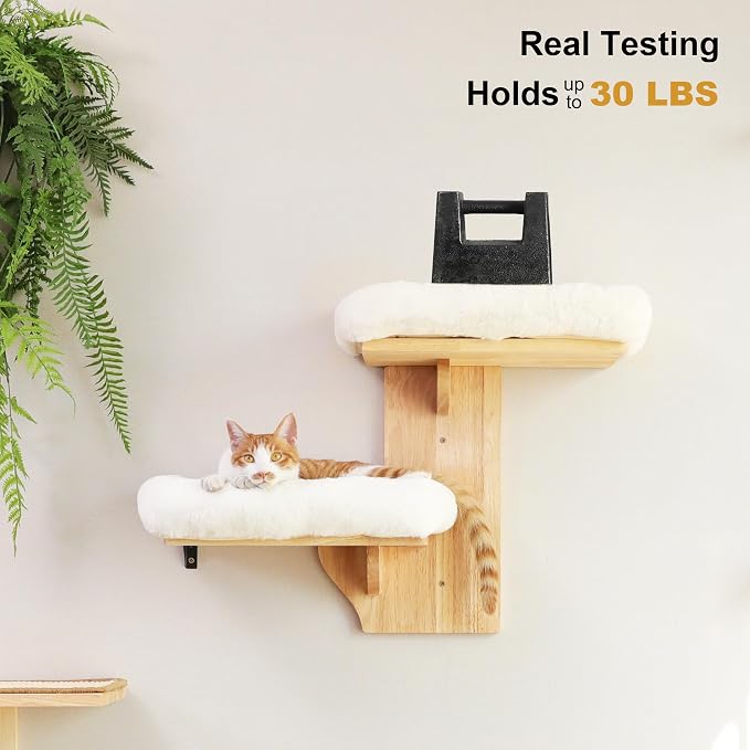 FUKUMARU Cat Wall Shelves, 2 Platform Cats Walls Furniture, Tree Shape Kitten - Image 3