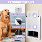 Sliver Pet Door with Panels, Aluminum Dog Door with Automatic Closing Magnetic - Image 6