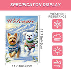 Welcome Winter Garden Flag Two Cheerful Dogs Flag Winter Sweaters 12x18 Inch - Image 3