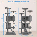 FDW | 54" Cat Tree Tower | Light Gray | Multi-Level Indoor Activity Center - Image 7