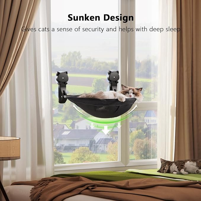 Cat Window Perch Cordless, Foldable & Stable Cat Beds- Breathable Cat Window - Image 3