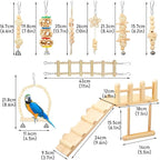 Morezi Bird Swing for cage Parakeet Parrot Swing Wood Hemp Rope Ladder Toy Play - Image 3