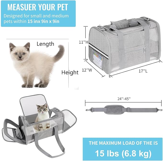Cat Carrier Pet Carriers Airline Approved - Image 2