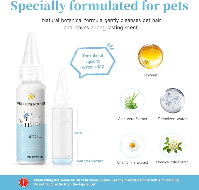 3-in-1 Pet Steam Brush Set for Dogs & Cats, Grooming Comb - Image 2