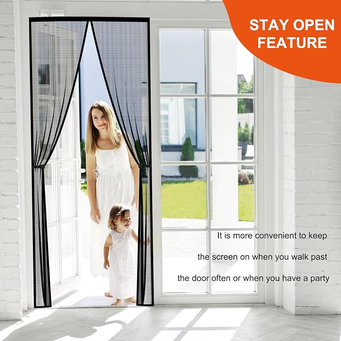 Fiberglass Magnetic Screen Door Fit Door Size 36 x 80 in- Heavy Duty Fiberglass - Image 3