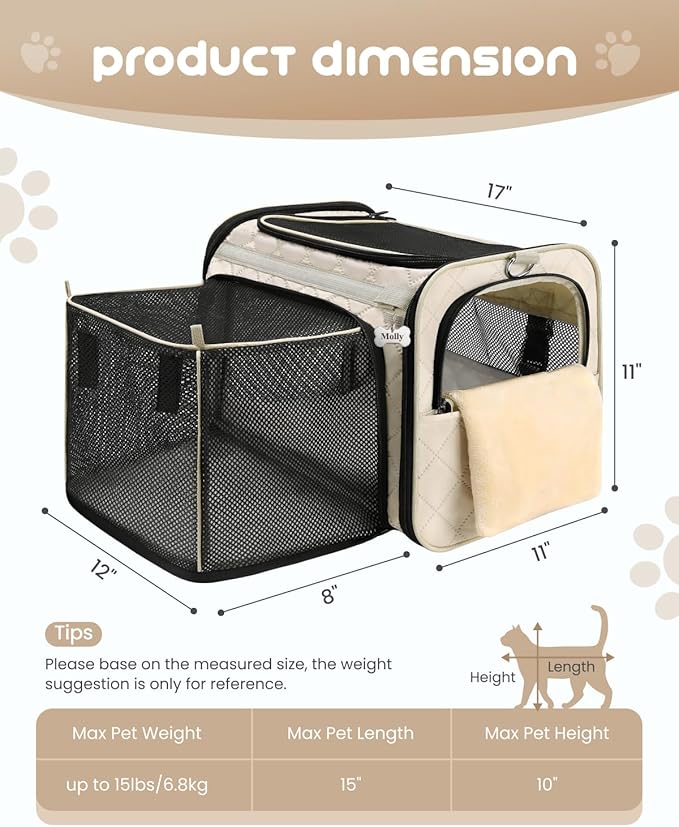 MIDOG Cat Carrier Soft for Small to Medium-Sized Cats, TSA Airline Approved - Image 5