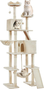 Yaheetech Cat Tree, 82.5in Large Tower w/Hammock, 2 Kitty-Ear Perches, 2 Cozy by Yaheetech