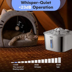 Stainless Steel Cat Water Fountain – 2.2L/74oz Ultra-Quiet Pump, Visible Water - Image 6