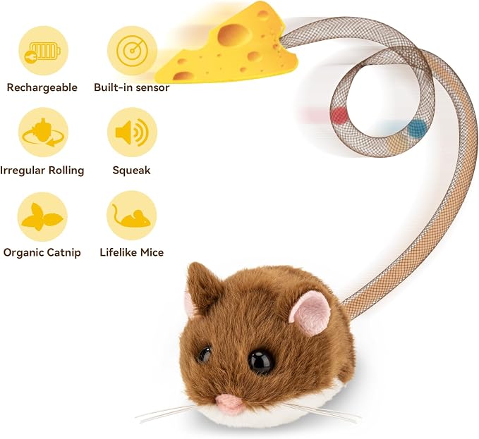 Migipaws Interactive MigiMouse Cat Toy 360° Rolling & Spin - Image 4