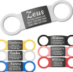 Anavia Slide On Silent Pet ID Tags, S/M/L/XL Personalized Black Stainless Steel by Anavia