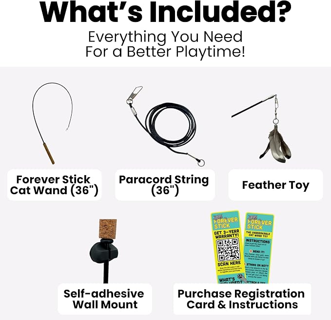 Forever Stick - The Unbreakable Cat Wand Toy, Extra Long Durable Cat String Toy - Image 6