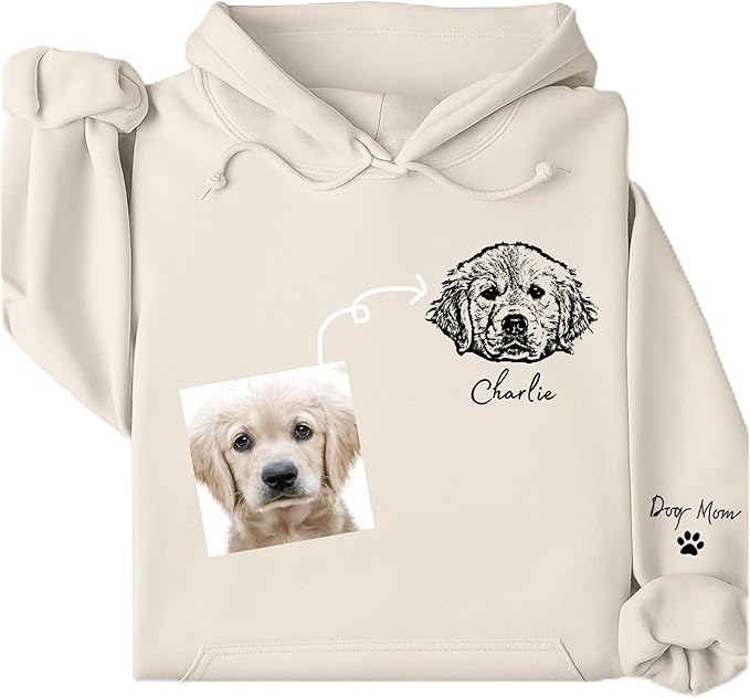 Personalized Dog Hoodie Sweatshirt, Custom Line Art Portrait Dogs Cats Hoodie by Lullbabymall