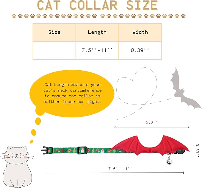 1 PC Bat Wing Cat Collar with Bell, Adjustable Kitten Collar with Safety - Image 4