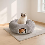 Cat Tunnel Bed for Indoor Cats, Peekaboo Cat Cave Bed, Soft Cat Donut Tunnel - Image 3