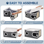 Shikha Cat Beds for Indoor Cats, Extra Wide Cat Cube House for Multi Cats - Image 8