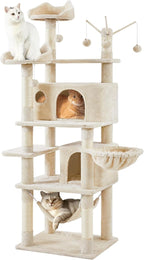 Yaheetech Cat Tree, 67in Large Tower w/ 3 Removable Teaser Sticks, 2 Kitten-Ear - Image 2