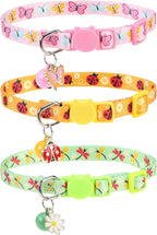 Breakaway Cat Collars with Bell & Cute Pendants, 3 Pack Safety Buckle Kitten by VKPETFR
