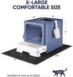 Cat Litter Box with X-Large Litter Mat and Scoop, Large Covered Litter Box with - Image 3