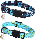 Cat Collar-2 Pack Cat Collars Tennis Balls & Footprint Cat Collar Breakaway by BoboRainbow
